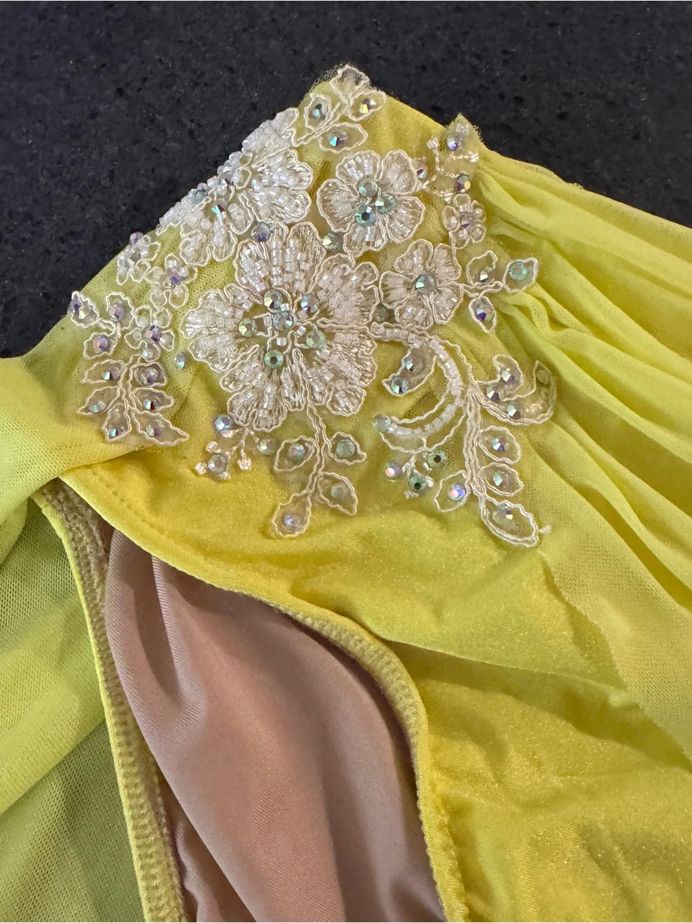 Yellow Embellished Two-Piece Dance Costume